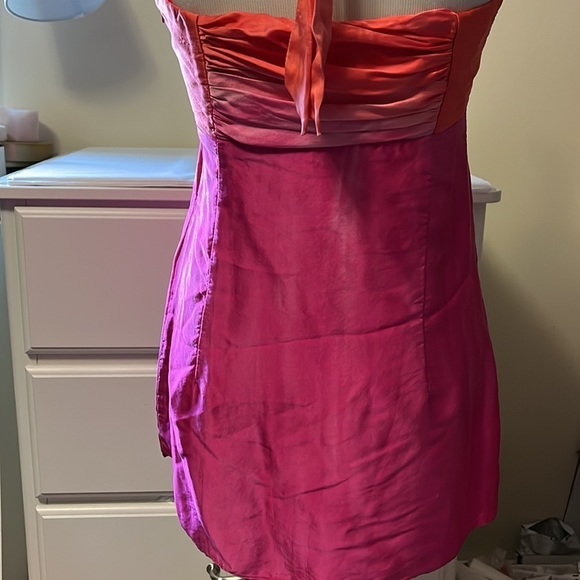 Cache 100% silk halter top with rhinestones and padding, hot pink and orange - Picture 8 of 13